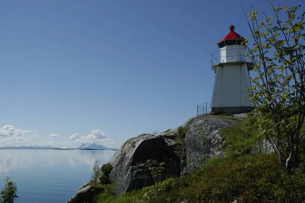 Widok Latarnię Morską Zakwaterowanie Norwegia — Zdjęcie stockowe