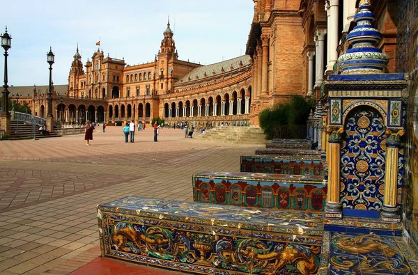 Praça Espana Está Localizada Seville Neste Magnífico Grande Pianos Exposição — Fotografia de Stock