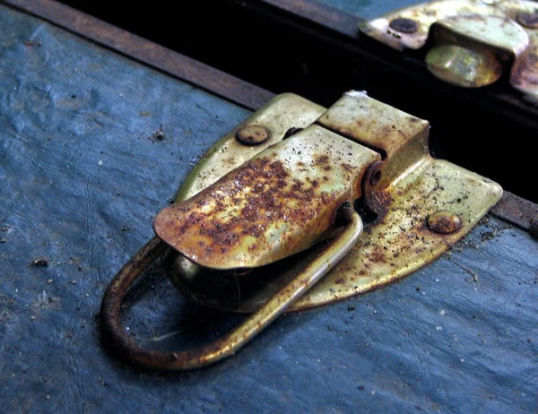 Lock Old Suitcase Backyard Hopefully Neighbors Did See How Rumgestiegen — Photo