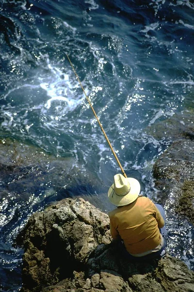 Pêcheur Pêche Lac — Photo