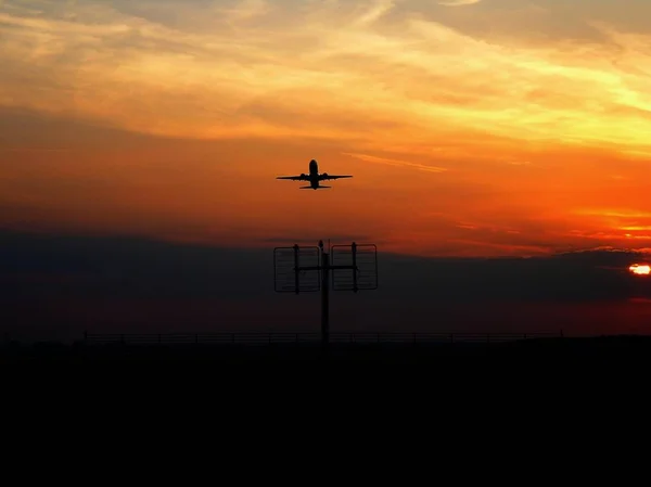 Começar Noite Aeroporto Nuremberg — Fotografia de Stock