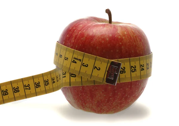 Apple Measuring Tape Isolated White — Stock Photo, Image