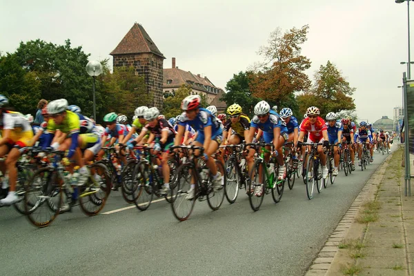 Competição Bicicleta Torno Praça Cidade Velha Nuremberg — Fotografia de Stock