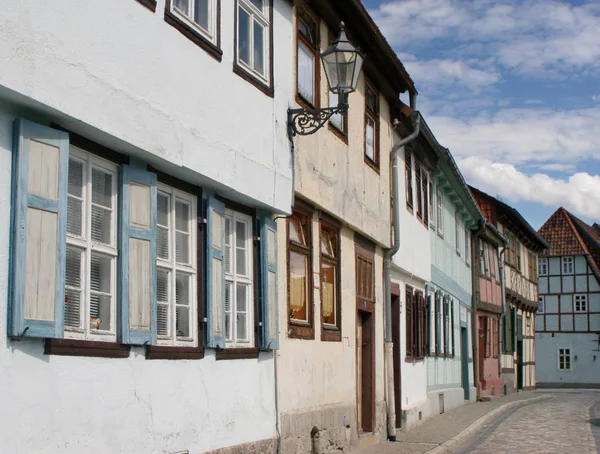 Историческая Улица Кведлинбурге Saxony Anhalt — стоковое фото