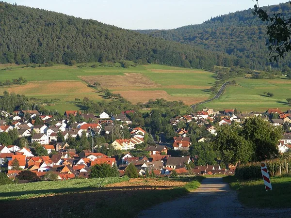 Spessartdorf Sol Noite — Fotografia de Stock