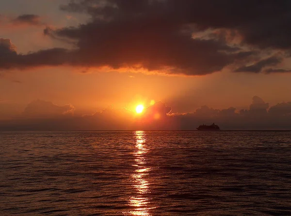 Pôr Sol Mar Liguriano — Fotografia de Stock