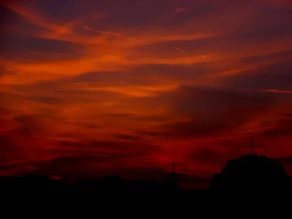 Coucher Soleil Dans Forêt Bruyère Kamen — Photo