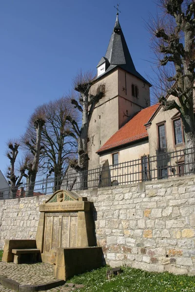 Protestant Church Town Barntrup Lipperland War Memorial Stock Image