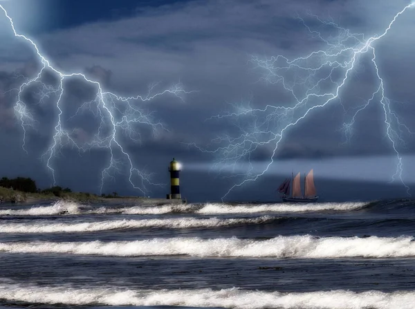 Vuurtoren Dag Tijd — Stockfoto