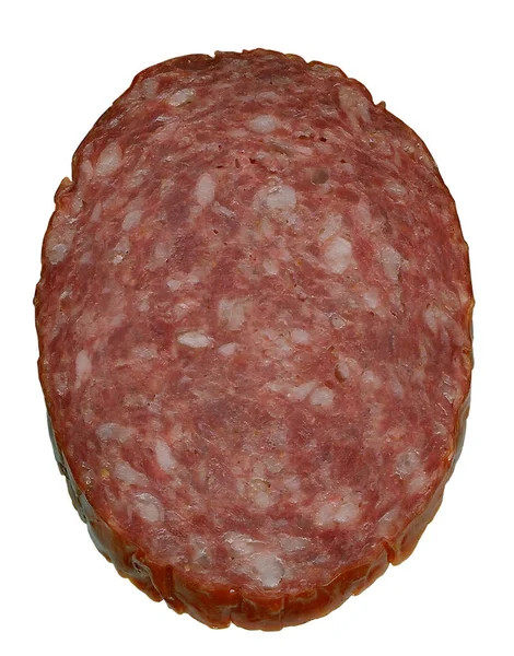 Saucisse Permanente Tyrolienne Fumée Chaud Fond Blanc Exempté — Photo