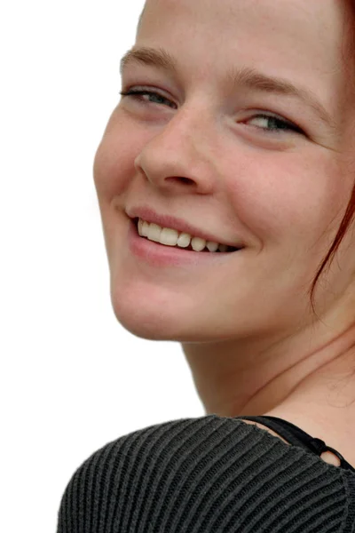 Portrait Young Woman Smile Her Face — Stock Photo, Image