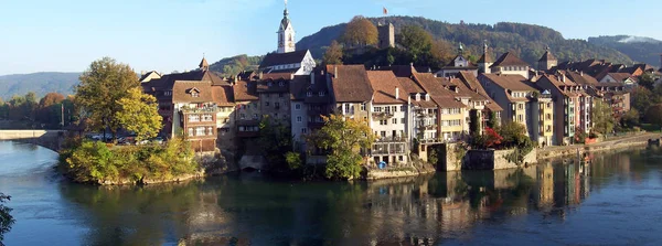 Régi Város Laufenburg Svájci Oldalon — Stock Fotó