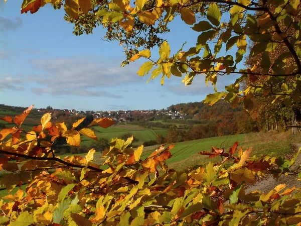 Herbst Blick Auf Unser Dorf — Stockfoto