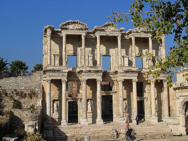 Tibério Julius Celsus Cônsul Romano Encontra Construído Esta Biblioteca Entanto — Fotografia de Stock