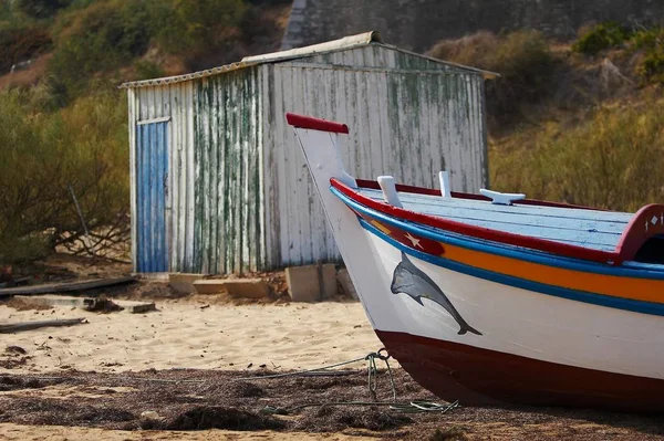 Vue Bateau Pêche Sur Rivage — Photo