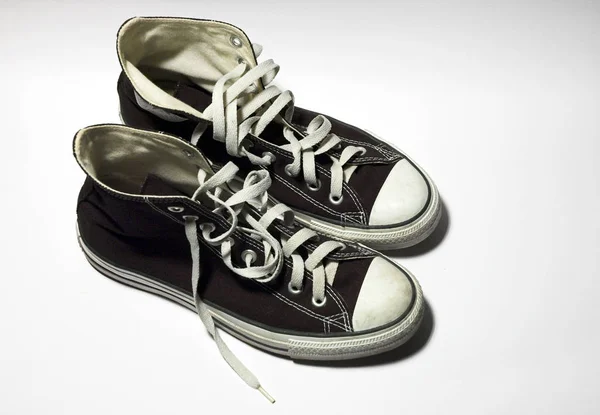 Paire Chaussures Noires Isolées Sur Blanc — Photo