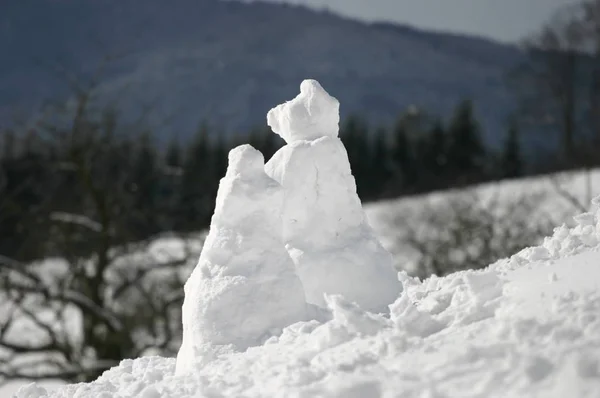 Schneeskulpturen Freien — Stockfoto