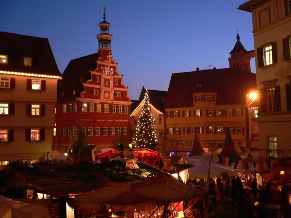 Jul Och Medeltida Marknad Esslingen Nära Stuttgart — Stockfoto