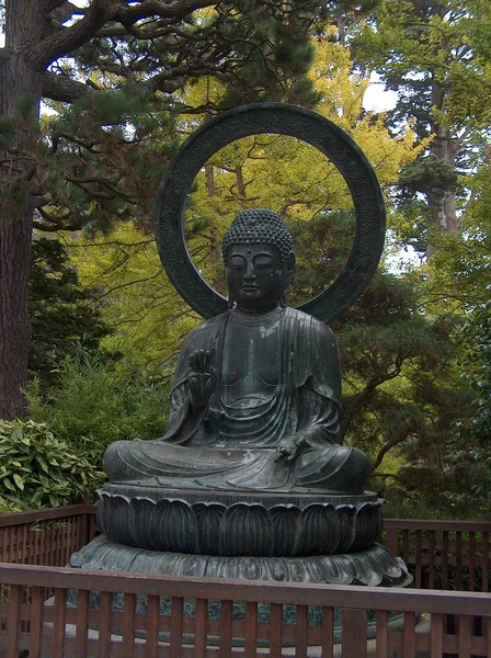 Статуя Будды Чайном Саду — стоковое фото