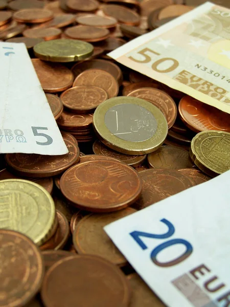 Monete Banconote Euro — Foto Stock