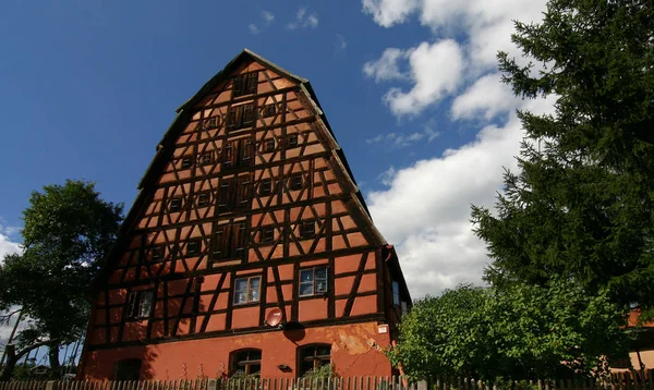 Una Arquitectura Muy Inusual Descubiertos Tour Motocicleta Franconia — Foto de Stock