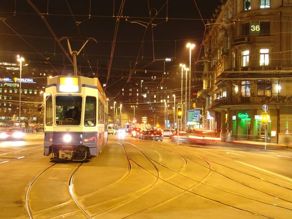 Tramvaj Nádraží Náměstí Curych — Stock fotografie