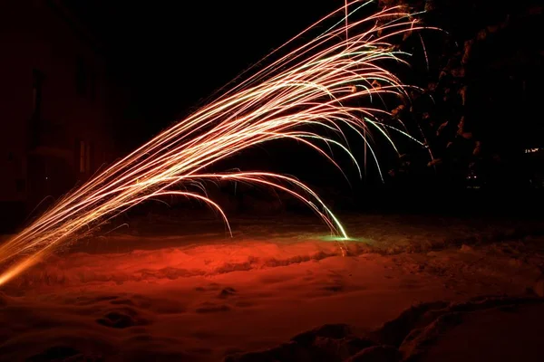 Vuurwerk Explosie Nachts Hemel Festival Viering — Stockfoto