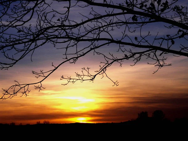 Paisagem Pôr Sol Céu Noite — Fotografia de Stock