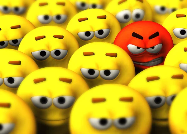 Yellow Smileys Faces Black Background — Stock Photo, Image