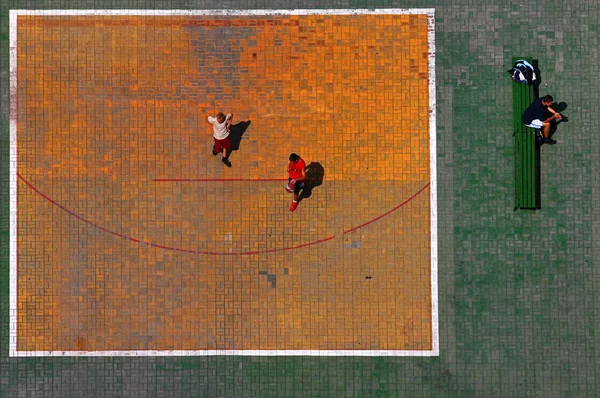 Recreational Basketball Public Court Photographed 33Rd Floor Palace Culture Warsaw — Stock Photo, Image