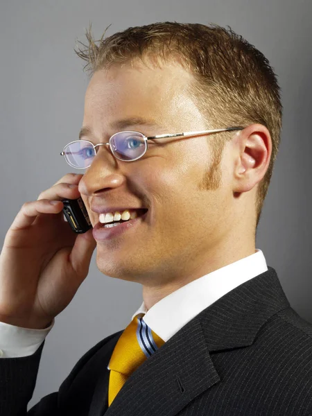 Biznesmen Rozmawiający Przez Telefon Komórkowy Biznes Praca — Zdjęcie stockowe