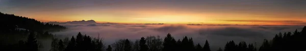 Picture Taken Pfaender Mountain Sunset Nunder Fog Layer Bodensee — Stock Photo, Image
