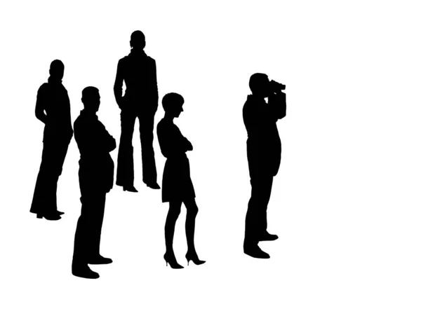 241 Silhouet Silhouet Vrouw Man Vrouwen Mannen Groep Staan Staan — Stockfoto