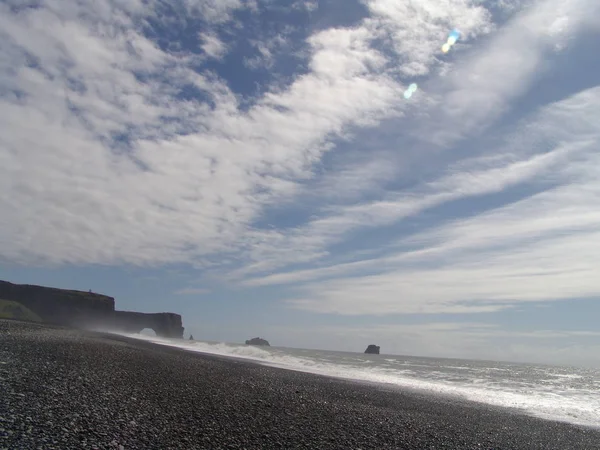 Iceland Stretch Beach Southernmost Island Pebbles Black Basalt Stones Distance — Φωτογραφία Αρχείου