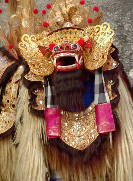 Leeuwenmasker Gedragen Voor Traditionele Barondans Bali Sia — Stockfoto