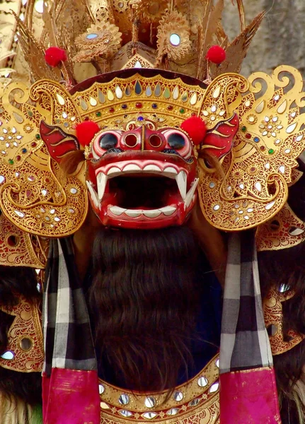 Leeuwenmasker Gedragen Voor Traditionele Barondans Bali Sia — Stockfoto