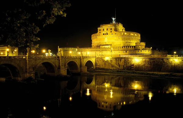 Roma Italy Mai 2012 Ponte Castel Sant Angelo Noite — Fotografia de Stock