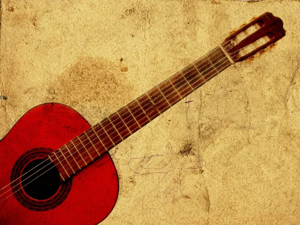 Гітара Старій Гранжевій Стіні — стокове фото