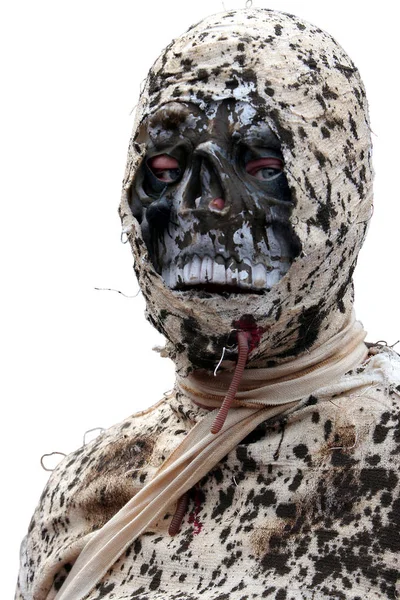Cráneo Halloween Con Máscara Rostro Aterradora — Foto de Stock