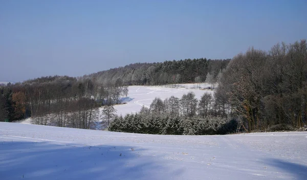 Vackert Snöigt Vinterlandskap — Stockfoto