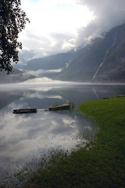 Norsko Skandinávská Země Zahrnující Hory Ledovce Hluboké Pobřežní Fjordy — Stock fotografie