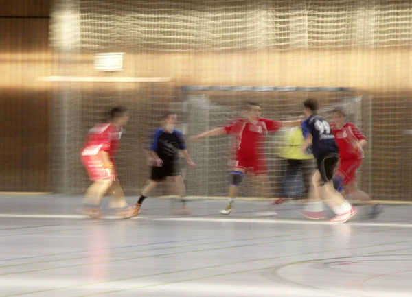 Jugadores Fútbol Que Ejecutan Tiros Movimiento — Foto de Stock