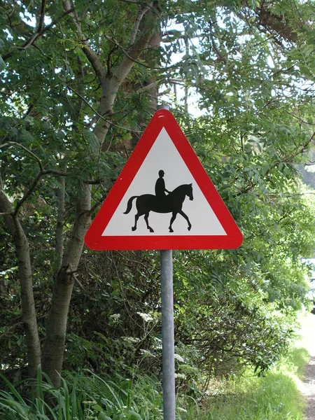 Man Paard Verkeersbord — Stockfoto