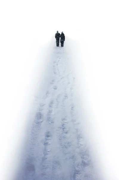 People Walking Snow Trails — Stock Photo, Image