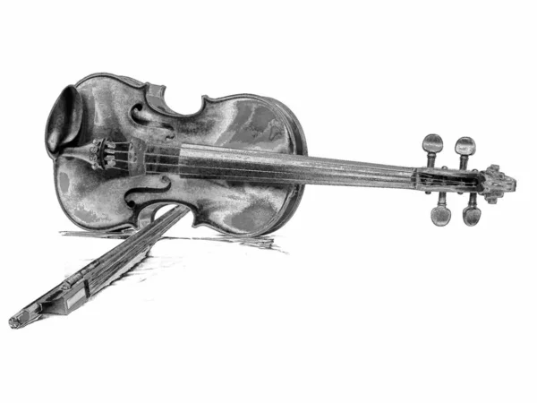 Vieux Violon Vintage Isolé Sur Fond Blanc — Photo