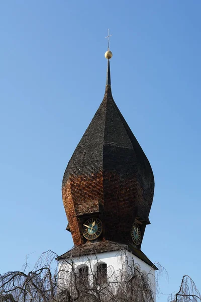Πύργος Εκκλησία Της Κοινότητας Wessling Κοντά Munich — Φωτογραφία Αρχείου