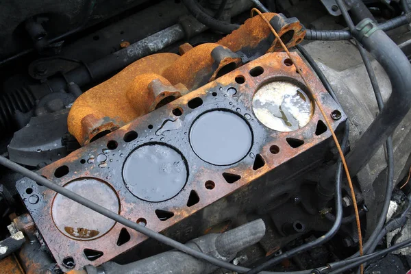 Старий Автомобільний Двигун Гаражі — стокове фото