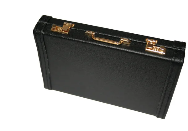 Black Leather Wallet Isolated White Background — Stock Photo, Image