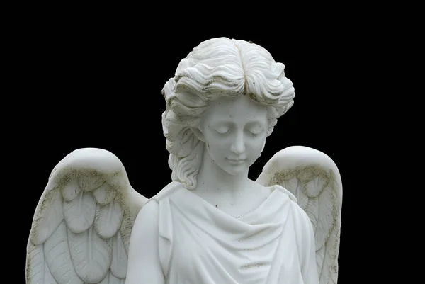 Statue Ange Devant Une Tombe Arrière Plan Noirci Avec Photoshop — Photo