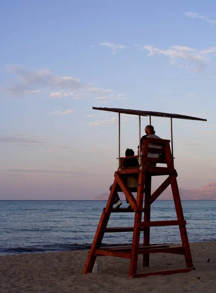 Рятувальна Вежа Пляжі Заході Сонця — стокове фото